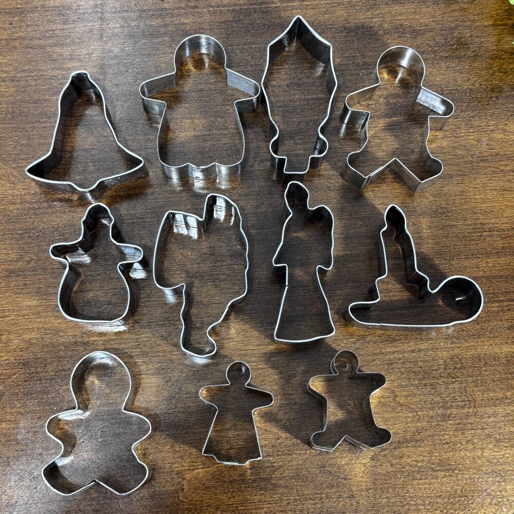 Vintage Cookie Cutter Tin Metal Christmas Santa Gingerbread Angel Bell Lot of 11